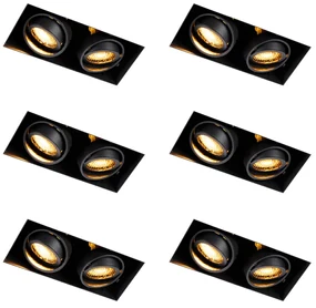 Sada 6 zapustených bodových svetiel čierna nastaviteľná bezrámová 2-svetlá - Oneon Honey