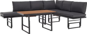 Záhradný set, čierna/tmavosivá/prírodná, ILARIA