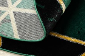 Koberec EMERALD exkluzívny 1020 kruh - glamour, marmur, trojuholníky zelený/zlatý