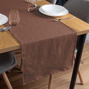 Biante Mušelínový behúň na stôl MSN-075 Hnedý 45x140 cm
