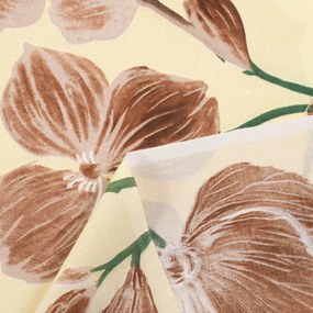 Biante Bavlnený záves Sandra SA-536 Hnedé orchidey na vanilkovo žltom 150x190 cm