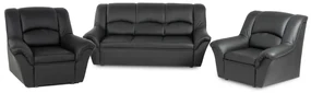 Kožená sedacia súprava DUBAJ LUX 3+1+1, čierna (k-70)