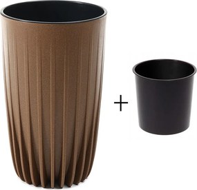 PLASTOVÝ KVETINÁČ STRIPPED ECO 51X30 CM HNEDÁ