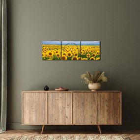 Obraz slnečnicového poľa (s hodinami) (90x30 cm)
