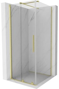 Mexen Velar sprchová kabína, posuvné dvere 120 x 120 cm, Priehľadné, Zlatá kefovaná- 871-120-120-01-55