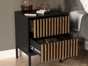 AKCIA Nočný stolík MEORATI 40x40cm, čierna/dub artisan II. akosť