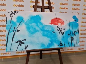 Obraz japonská modrá obloha a červené slnko