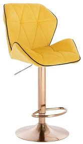 LuxuryForm Barová stolička MILANO MAX VELUR na zlatom tanieri - žltá