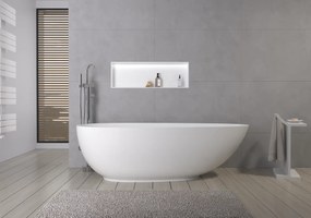 Cerano Aura, voľne stojaca vaňa z liateho mramoru 180x90 cm, biela matná, CER-CER-VELA1050W