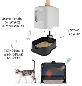 Rotho 2. akosť - Mačacia toaleta, krytý záchod pre mačky s lopatkou CAT XL - béžová