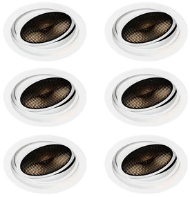 Sada 6 moderných zapustených bodových svetiel biela nastaviteľná - Coop 111 Honey