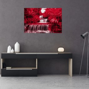 Obraz - Indonézske vodopády v červenej (90x60 cm)