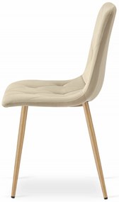 Svetlobéžová zamatová jedálenská stolička LIBRA