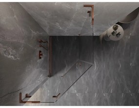 Mexen Lunar, L päťuholníkový sprchový kút naklápací doľava 80 x 90 cm, 8mm číre sklo, profil ružové zlato, 831L-080L-090P-60-00-L