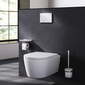 Toaletný set s inštaláciou AM.PM IIS90101.NA1700 bezokrajové, so sedadlom microlift, biela mechanické tlačidlo na splachovanie