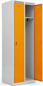 Kovová šatníková skriňa Trestles SS2M 1800x600x500 mm, 2 oddiely, žlté dvere Podnož: nožičky, Zámok: cylindrický