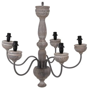 Drevený luster retro 5 ramenný sivý