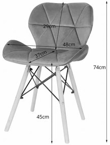 Set 4 zamatových kresiel LAGO - béžové