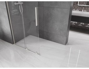 Mexen Velar L, posuvná sprchová zástena Walk-in 90 x 200 cm, 8mm číre sklo, brúsená oceľ, 871-090-003-03-97