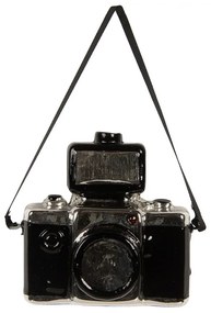 Vianočná sklenená závesná ozdoba starý fotoaparát - 9*5*9 cm