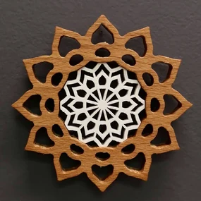 AMADEA Mandala s vkladom na zavesenie, masívne drevo, priemer 10 cm