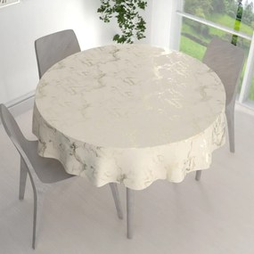 Biante Zamatový okrúhly obrus Isabela IBL-017 Zlatý/dymový mramor na smotanovom Ø 140 cm