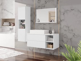 Kúpeľňová zostava Kiegi Ryfel II, Farby: biele drážky / biela matná + bianco mramor, Sifón: bez sifónu, Umývadlo: nie