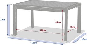 DEOKORK Hliníkový stôl VANCOUVER 142/202x90 cm (antracit/efekt dreva)