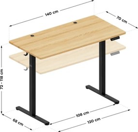 Elektrický výškovo nastaviteľný stôl Mark Adler Leader 7.3 Dub Craft