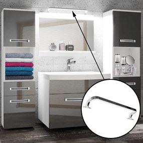 Kúpeľňový nábytok Belini Premium Full Version šedý lesk + umývadlo + zrkadlo + LED osvetlenie Glamour 45  GLA P 3/0/W/S/0/MB/PP