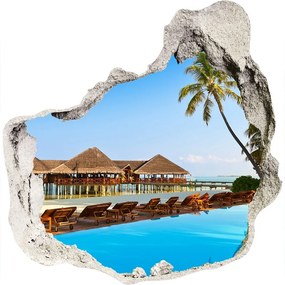 Fototapeta diera na stenu 3D Plavecký bazén na maldivách nd-p-84412154