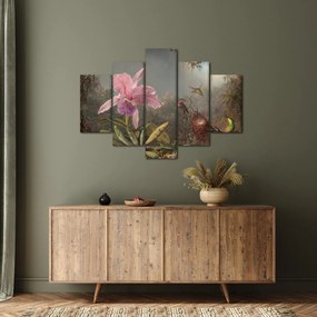 Obraz - Martin Johnson Heade, Cattleya Orchid and Three Hummingbirds, reprodukcia (150x105 cm)