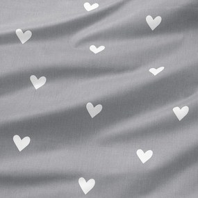 Goldea bavlnená napínacia plachta do detskej postieľky - srdiečka na sivom 60 x 120 cm