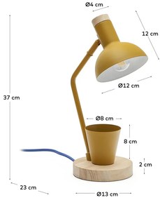 Stolová lampa v horčicovej farbe s kovovým tienidlom (výška 37 cm) Katia – Kave Home