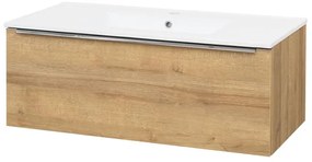 Mereo, Mereo Mailo, kúpeľňová skrinka s keramickým umývadlom 101 cm, dub Riviera, , chróm madlo, MER-CN527