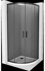 Mexen Rio polkruhová sprchová kabína 80 x 80 cm, grafitová čierna, čierna + závesný bidet Flat, biela- 863-080-080-70-40-4110B