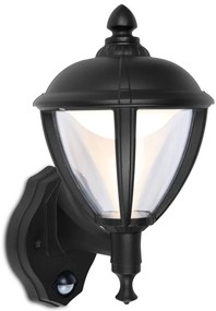 LUTEC Nástenná vonkajšia LED lampa so snímačom UNITE, 9W, teplá biela, čierna, IP44