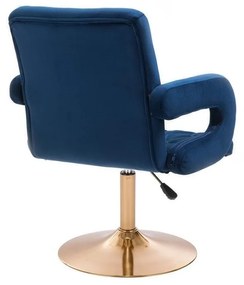 LuxuryForm DESIGN Stolička BOSTON VELUR na zlatom tanieri - modrá