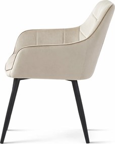 Jedálenské kreslo VARSI VELVET s čiernymi nohami, béžové