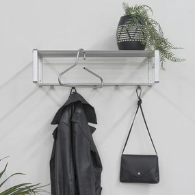 Kovový nástenný vešiak v striebornej farbe s poličkou Rex – Spinder Design