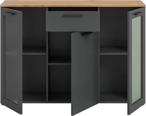 Komoda so šuplíkom Niklas, 120 cm, šedá/dub artisan
