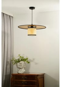 Duolla - Luster na lanku TOKYO RATTAN 1xE27/15W/230V pr. 50 cm zlatá/ratan
