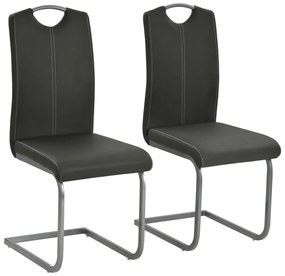 Jedálenské stoličky, perová kostra 2 ks, sivé, umelá koža