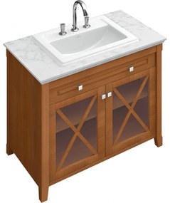 VILLEROY &amp; BOCH Hommage stojaca skrinka s umývadlom, 2 dvierka + 1 šuplík, 985 x 620 x 905 mm, morený orech, 8979A1R1