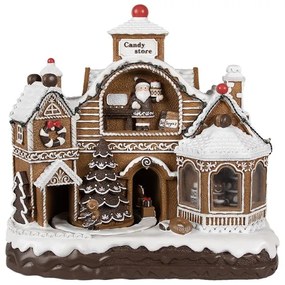 Hnedá svietiaca perníková chalúpka Gingerbread House - 13 * 10 * 16 cm / 3 * AAA