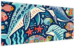 Obraz – Kreslené vodné zvieratká (120x50 cm)