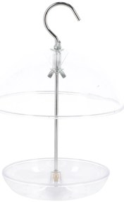 Závesné kŕmidlo pre vtáky Round, 21,5x15,5 cm, plast, transparentná