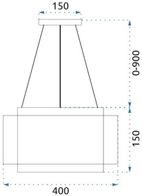 Toolight Toolight, LED závesné stropné svietidlo 40cm APP1000-CP, čierna-zlatá, OSW-07551