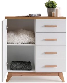 Komoda FELISIA biely prírodný dub 85 cm