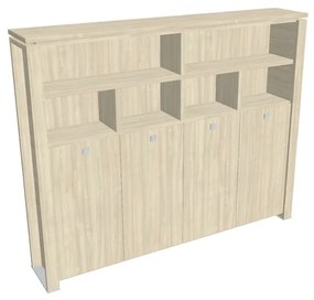 Vysoká šatníková skriňa Verno+ 260 x 46 x 210 cm, s regálom, agát